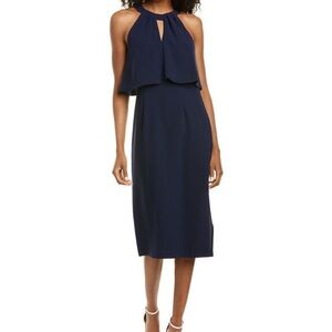 Adrianna Papell Navy Halter Maxi Dress